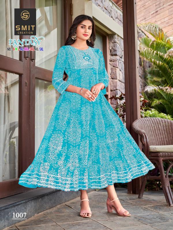 Smit Fantasy Fancy Rayon Anarkali Kurti Collection